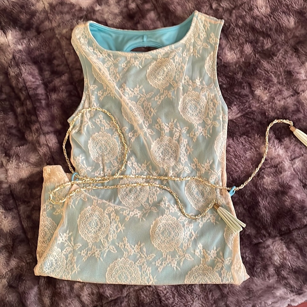 Light blue backless dress